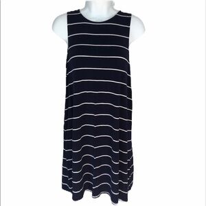 Forever21 navy and white striped sleeveless stretchy preppy dress size small